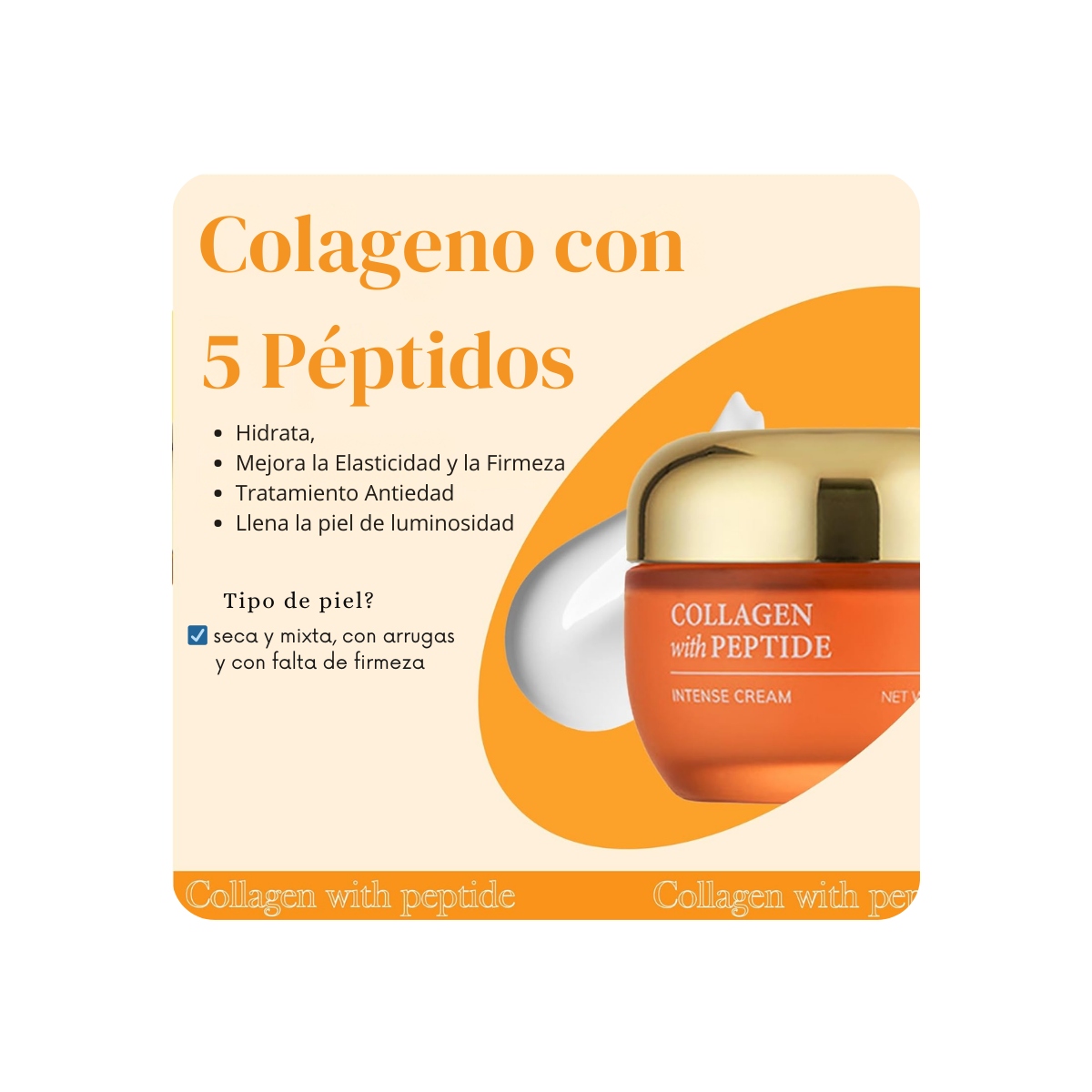 Emulsiones y Cremas al mejor precio: Crema de Colágeno y 5 Péptidos SKIN627 Collagen with Peptide Intense Cream de SKIN627 en Skin Thinks - Piel Seca