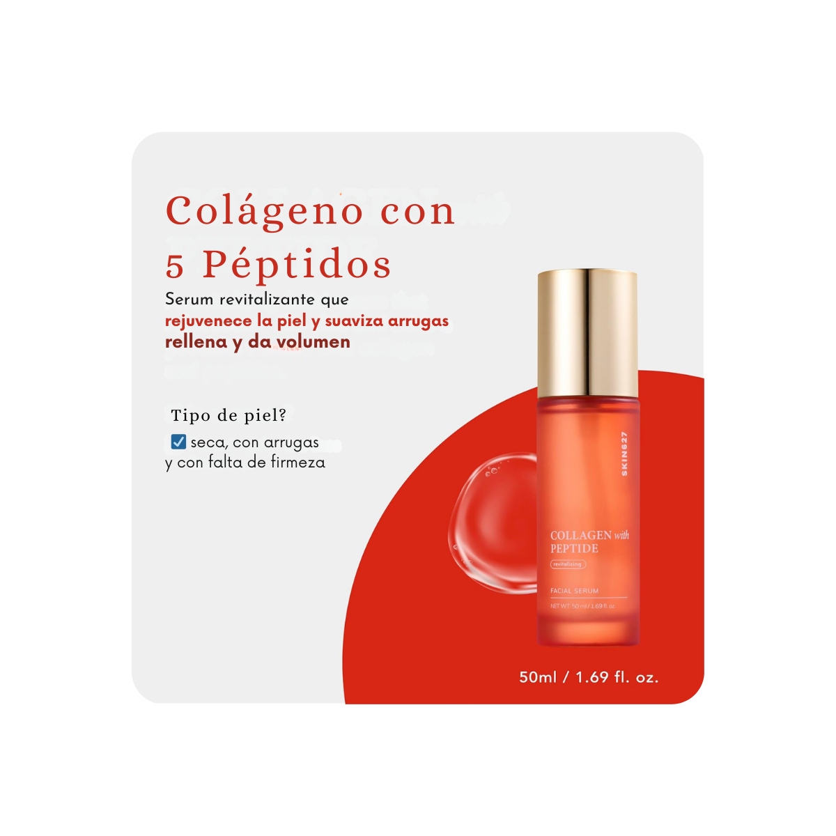 Serum y Ampoules al mejor precio: Serum de Colágeno y Péptidos SKIN627 collagen with peptide facial serum de SKIN627 en Skin Thinks - Piel Seca