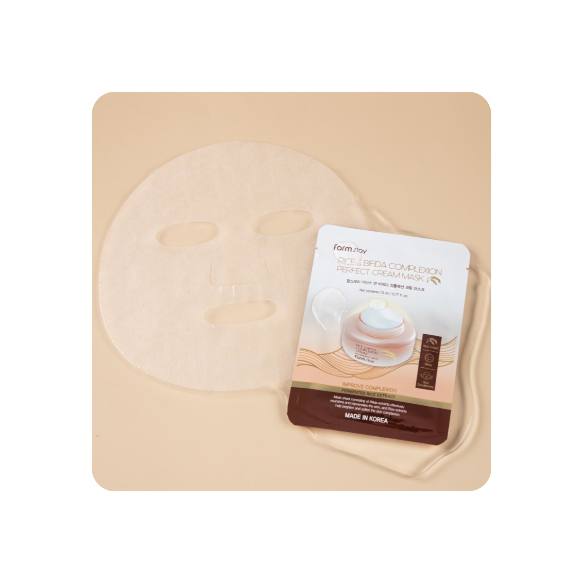 Mascarillas de velo - Cosmética Natural al mejor precio: Mascarilla iluminadora Farmstay Rice & Bifida Complexion Perfect Cream Mask de FarmStay en Skin Thinks - Piel Seca